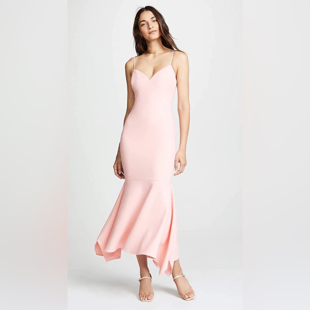 Pink Dress LIKELY Christiana Mermaid Midi Crepe Gown Dress